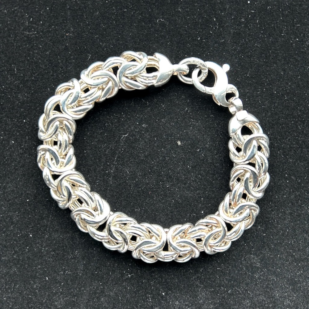 STERLING SILVER 925 MILOR ITALY BYZANTINE THICK WIDE BRACELET 8.3"